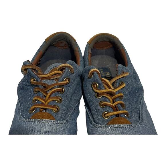 Polo Ralph Lauren Vaughn Chambray Blue Canvas Sneakers Men's Size 11D Low Top - Picture 4 of 9